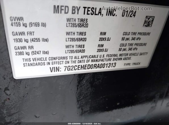 7G2CEHED0RA001313 2024 TESLA CYBERTRUCK Black 
