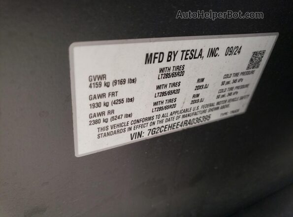 7G2CEHEE4RA036395 2024 TESLA CYBERTRUCK Silver Вид підкапотного простору