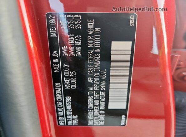 7JRL12FL4NG157909 2022 VOLVO S60 Red 