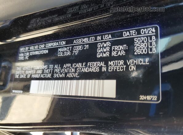 7JRL12TH1RG313104 2024 VOLVO S60 Black 