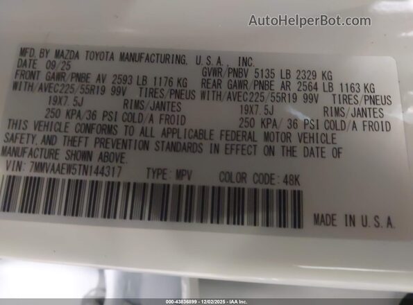 7MMVAAEW5TN144317 2026 MAZDA CX-50 HYBRID White Вид підкапотного простору