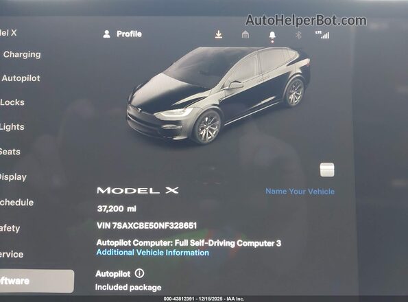 7SAXCBE50NF328651 2022 TESLA MODEL X Черный 
