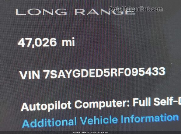 7SAYGDED5RF095433 2024 TESLA MODEL Y White Engine compartment view
