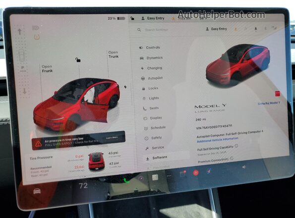 7SAYGDED7TF454711 2026 TESLA MODEL Red Vista del cuadro de instrumentos