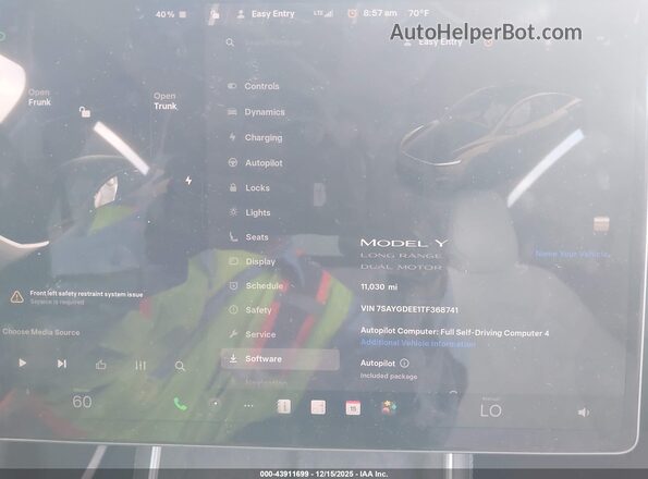 7SAYGDEE1TF368741 2026 TESLA MODEL Y White Вид задніх сидінь