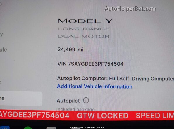 7SAYGDEE3PF754504 2023 TESLA MODEL Y Gray 