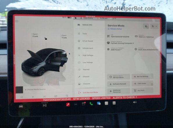 7SAYGDEE5SF302546 2025 TESLA MODEL Y Gray 