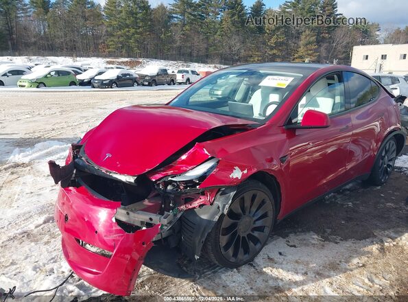 7SAYGDEF5NF377146 2022 TESLA MODEL Y Red Передня ліва чверть