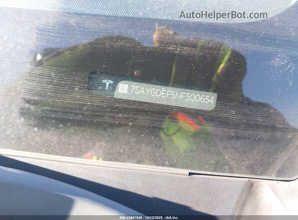 7SAYGDEF5NF500654 2022 TESLA MODEL Y Gray 