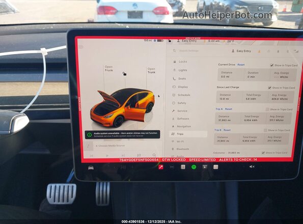 7SAYGDEF5NF500654 2022 TESLA MODEL Y Gray 