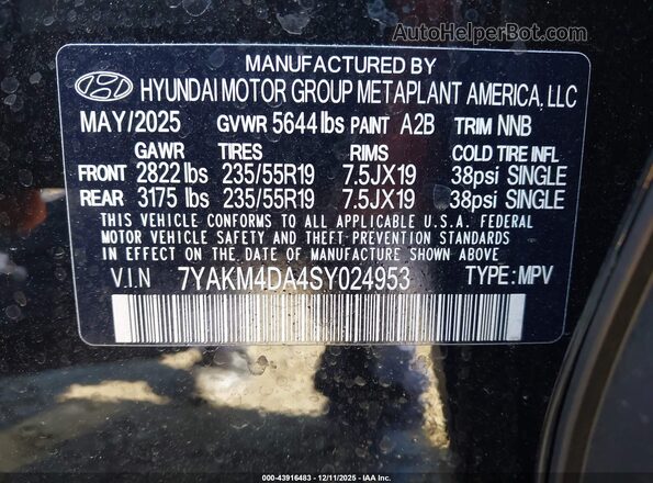7YAKM4DA4SY024953 2025 HYUNDAI IONIQ 5 Black Engine compartment view