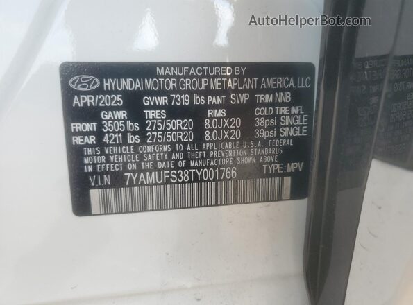 7YAMUFS38TY001766 2026 HYUNDAI IONIQ Белый Панорамный вид салона 360°