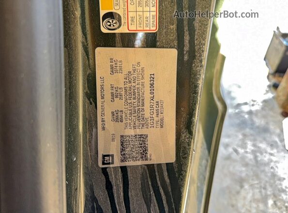1G1FG1R7XL0106321 2020 CHEVROLET CAMARO Green Rear interior view