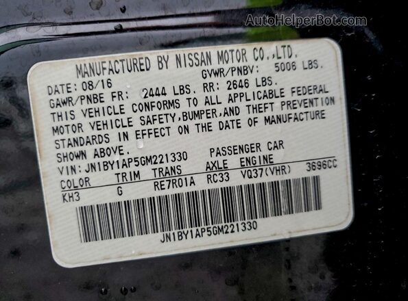 JN1BY1AP5GM221330 2016 INFINITI Q70 Black 