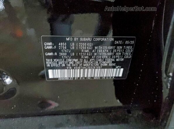 4S4BTAAC3S3261697 2025 SUBARU LEGACY Black VIN կոդի պիտակի տեսք