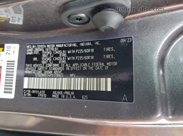 5TDZRKEC4PS178903 2023 TOYOTA LIMITED Gray 360 interior view