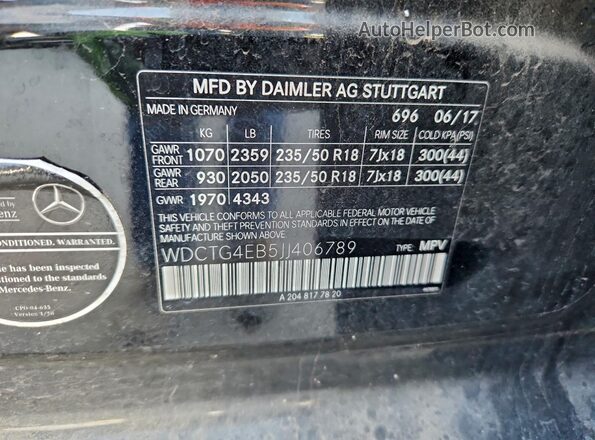 WDCTG4EB5JJ406789 2018 MERCEDES-BENZ GLA Black 