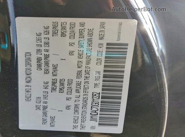 JM1NDAC70G0112252 2016 MAZDA MX-5 Black VIN კოდის სტიკერის ხედი