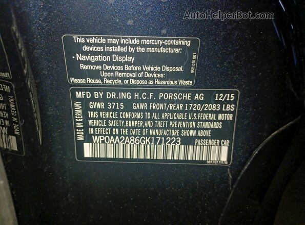 WP0AA2A86GK171223 2016 PORSCHE CAYMAN Black Widok wnętrza z tyłu