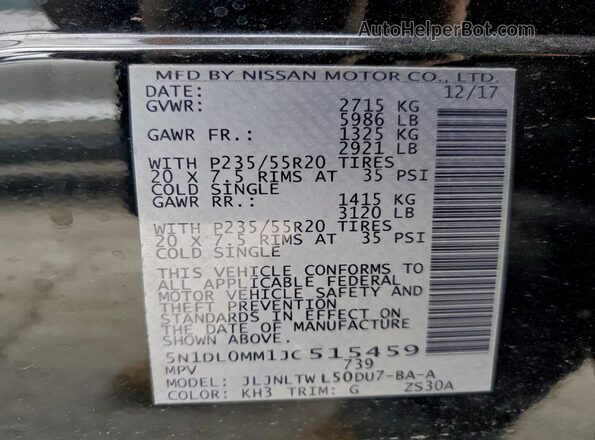 5N1DL0MM1JC515459 2018 INFINITI QX60 Black 