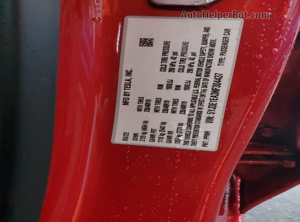 5YJ3E1EA3NF304437 2022 TESLA MODEL Красный 