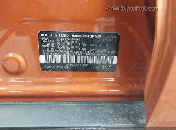 JA4AP3AU3LU012573 2020 MITSUBISHI OUTLANDER SPORT Orange Շարժիչի բաժամունքի տեսք