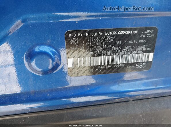 JA4AT3AA3LZ036022 2020 MITSUBISHI ECLIPSE CROSS Синий 