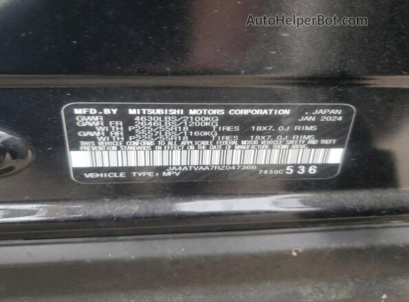 JA4ATVAA7RZ047366 2024 MITSUBISHI ECLIPSE Black VIN կոդի պիտակի տեսք