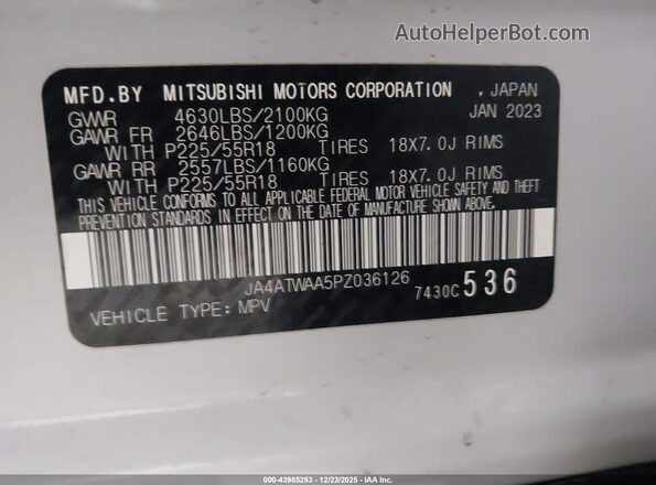 JA4ATWAA5PZ036126 2023 MITSUBISHI ECLIPSE CROSS White Engine compartment view