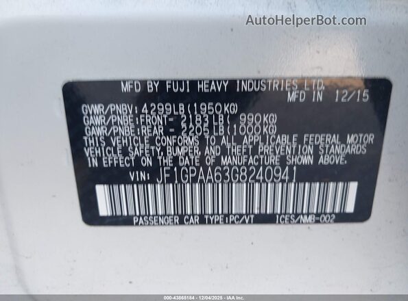JF1GPAA63G8240941 2016 SUBARU IMPREZA Белый Вид подкапотного пространства