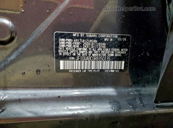 JF1GUABC0R8350135 2024 SUBARU IMPREZA Gray სალონის 360-გრადუსიანი ხედი