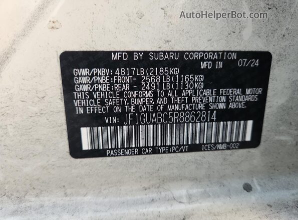 JF1GUABC5R8862814 2024 SUBARU IMPREZA White Вид підкапотного простору