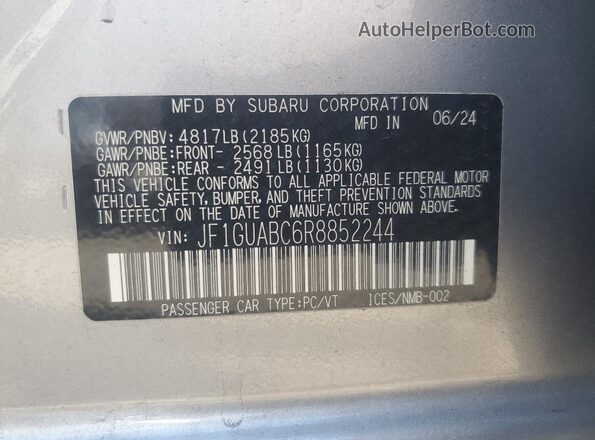 JF1GUABC6R8852244 2024 SUBARU IMPREZA Silver Շարժիչի բաժամունքի տեսք