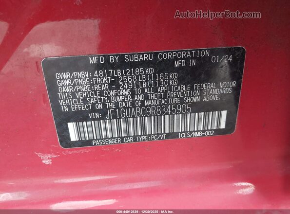 JF1GUABC9R8345905 2024 SUBARU IMPREZA Red 