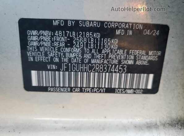 JF1GUHHC2R8374453 2024 SUBARU IMPREZA White Widok komory silnika