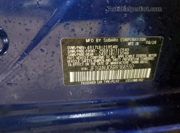 JF1GUHJC6R8366592 2024 SUBARU IMPREZA Blue Vista del compartimento del motor