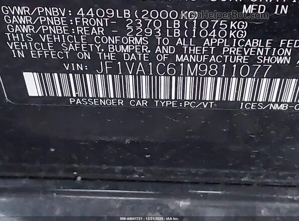 JF1VA1C61M9811077 2021 SUBARU WRX Black Engine compartment view