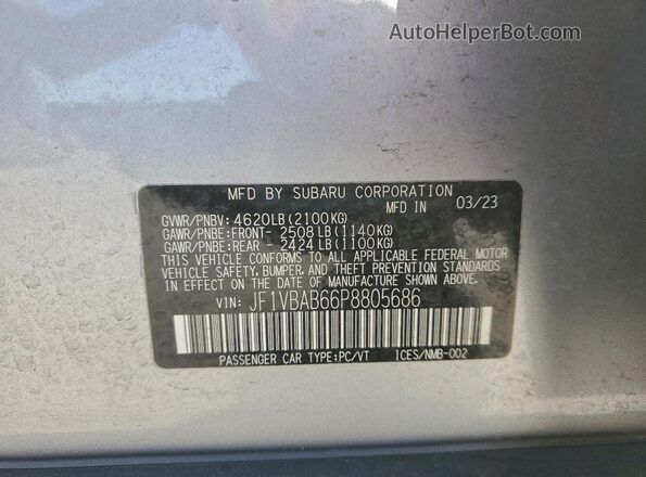 JF1VBAB66P8805686 2023 SUBARU WRX Silver Շարժիչի բաժամունքի տեսք