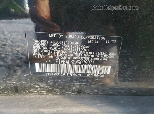 JF1VBAL66N9029971 2022 SUBARU WRX Black 