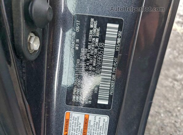 JF1ZCAB19H9605738 2017 SUBARU BRZ Серый Вид наклейки с VIN-кодом