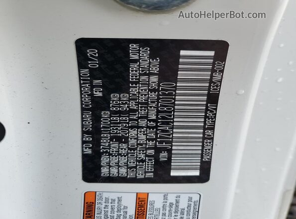 JF1ZCAC12L8701370 2020 SUBARU BRZ White Widok komory silnika