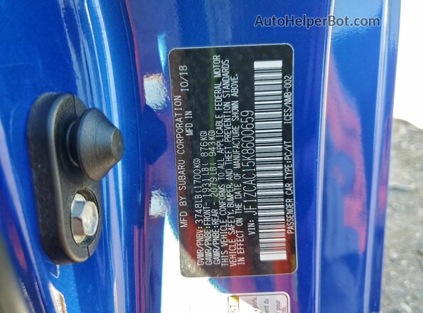 JF1ZCAC15K8600659 2019 SUBARU BRZ Blue Vista del compartimento del motor