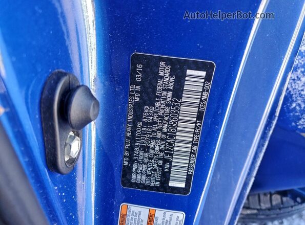 JF1ZCAC18G8603532 2016 SUBARU BRZ Blue Widok naklejki z numerem VIN