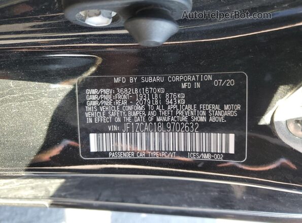 JF1ZCAC18L9702632 2020 SUBARU BRZ Black Widok komory silnika