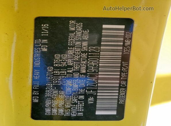 JF1ZCAC19H9601123 2017 SUBARU BRZ Yellow Widok komory silnika