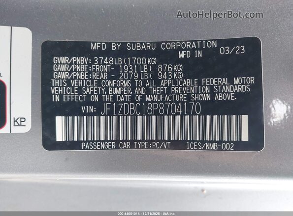 JF1ZDBC18P8704170 2023 SUBARU BRZ Серебряный Вид подкапотного пространства
