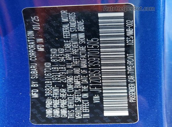 JF1ZDBS13S9701505 2025 SUBARU BRZ Blue Engine compartment view