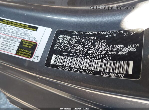 JF1ZDBS14R9701085 2024 SUBARU BRZ Gray Շարժիչի բաժամունքի տեսք