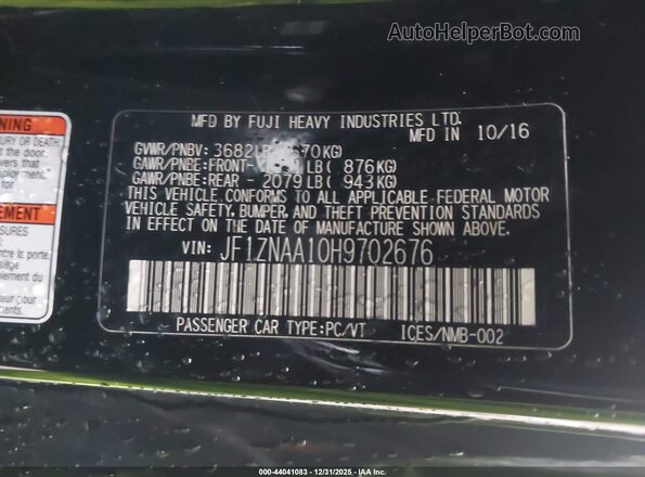 JF1ZNAA10H9702676 2017 TOYOTA 86 Black 