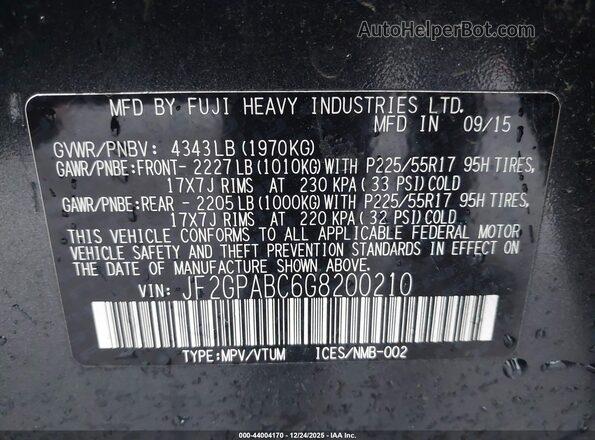 JF2GPABC6G8200210 2016 SUBARU CROSSTREK Gray Вид підкапотного простору